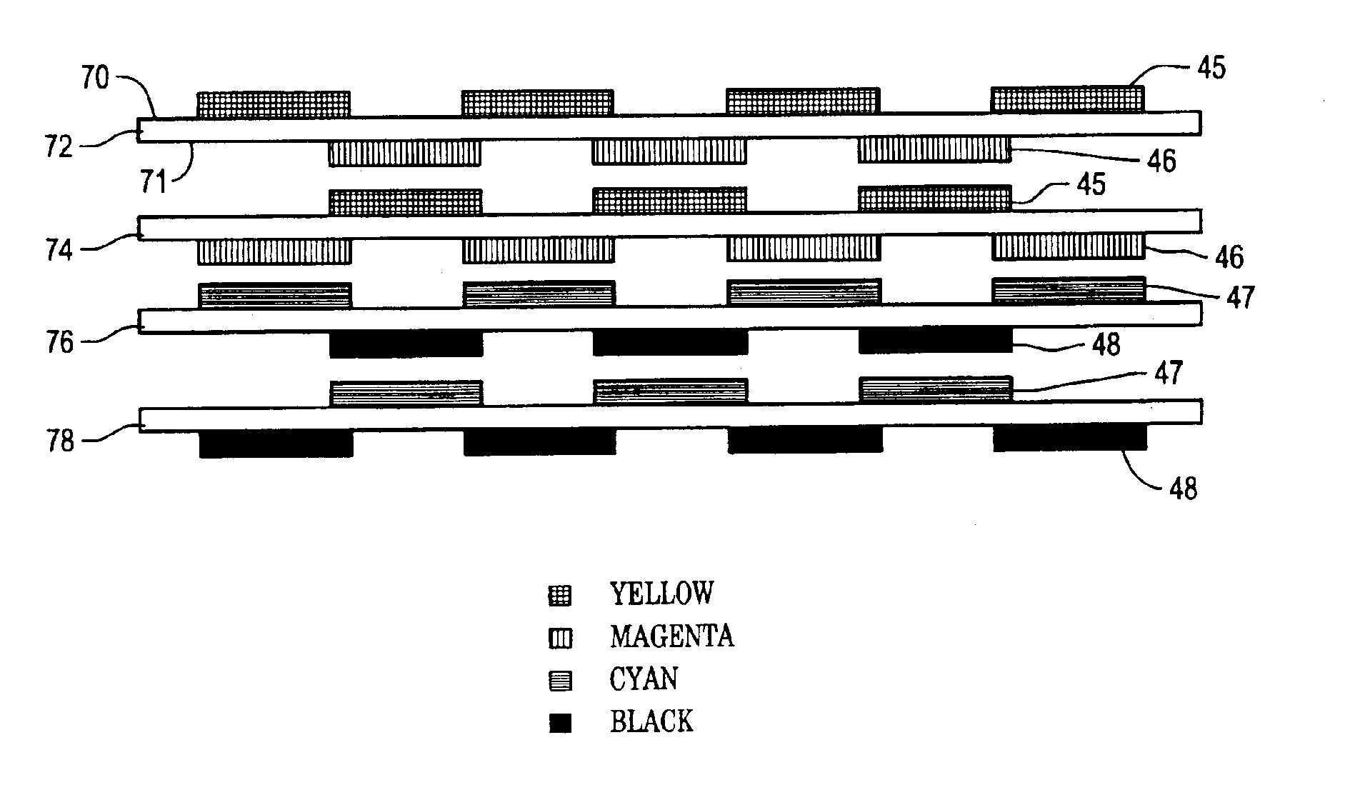 Compact full-width array architecture without satellite and butting errors