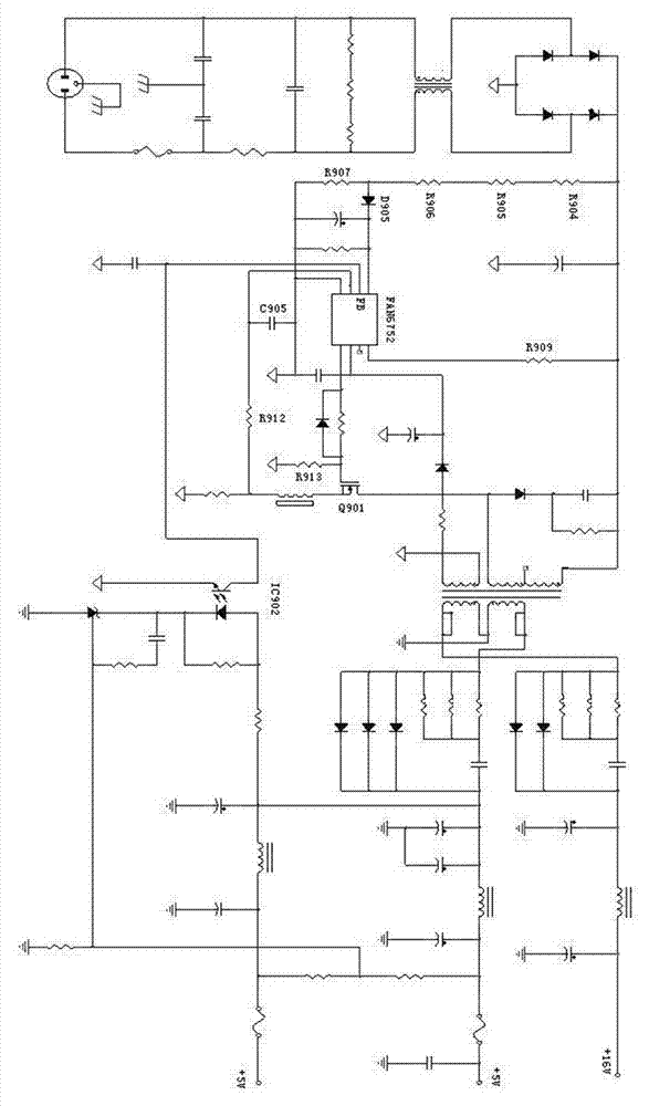 LED (Light Emitting Diode) drive power source with high efficiency, low power consumption and low cost