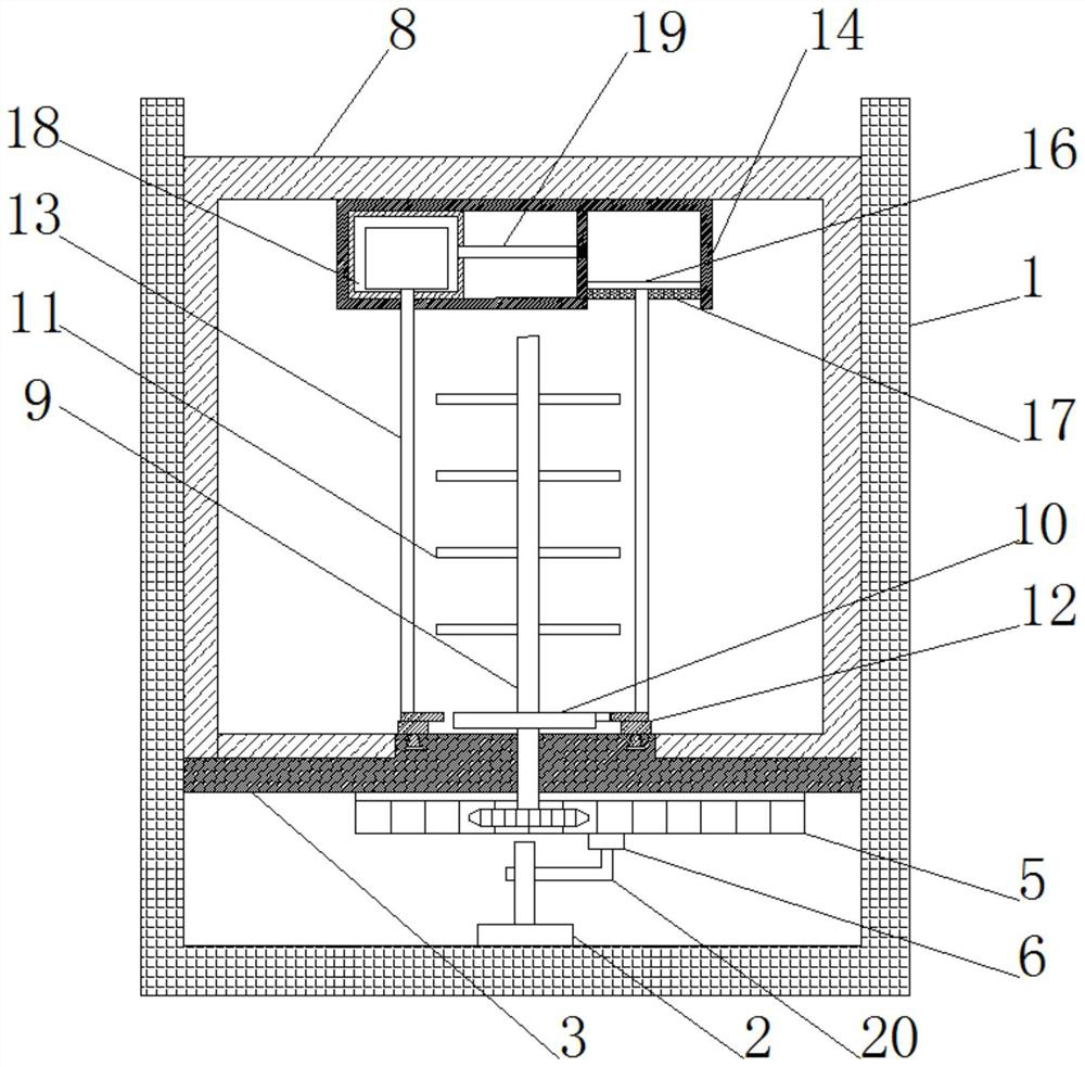 A stirring and grinding device for bulk cosmetic raw material particles