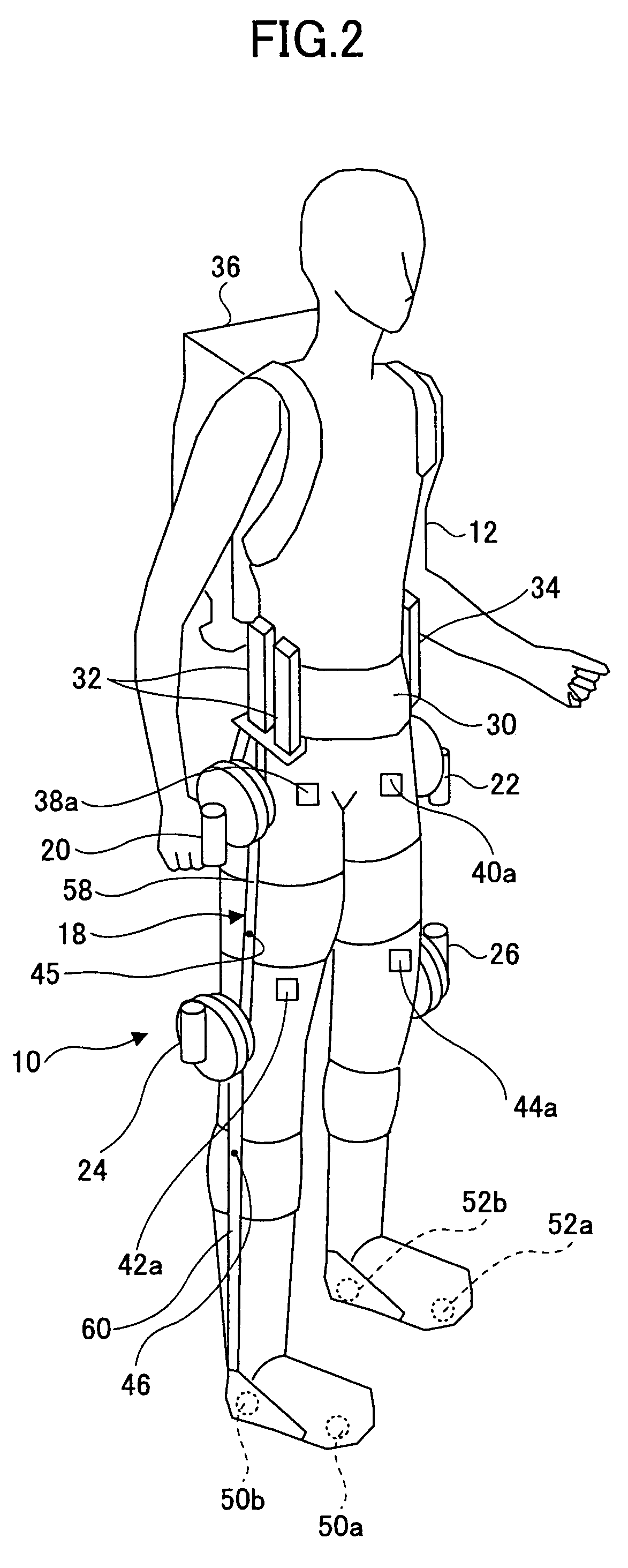 Wearing-type motion assistance device and program for control