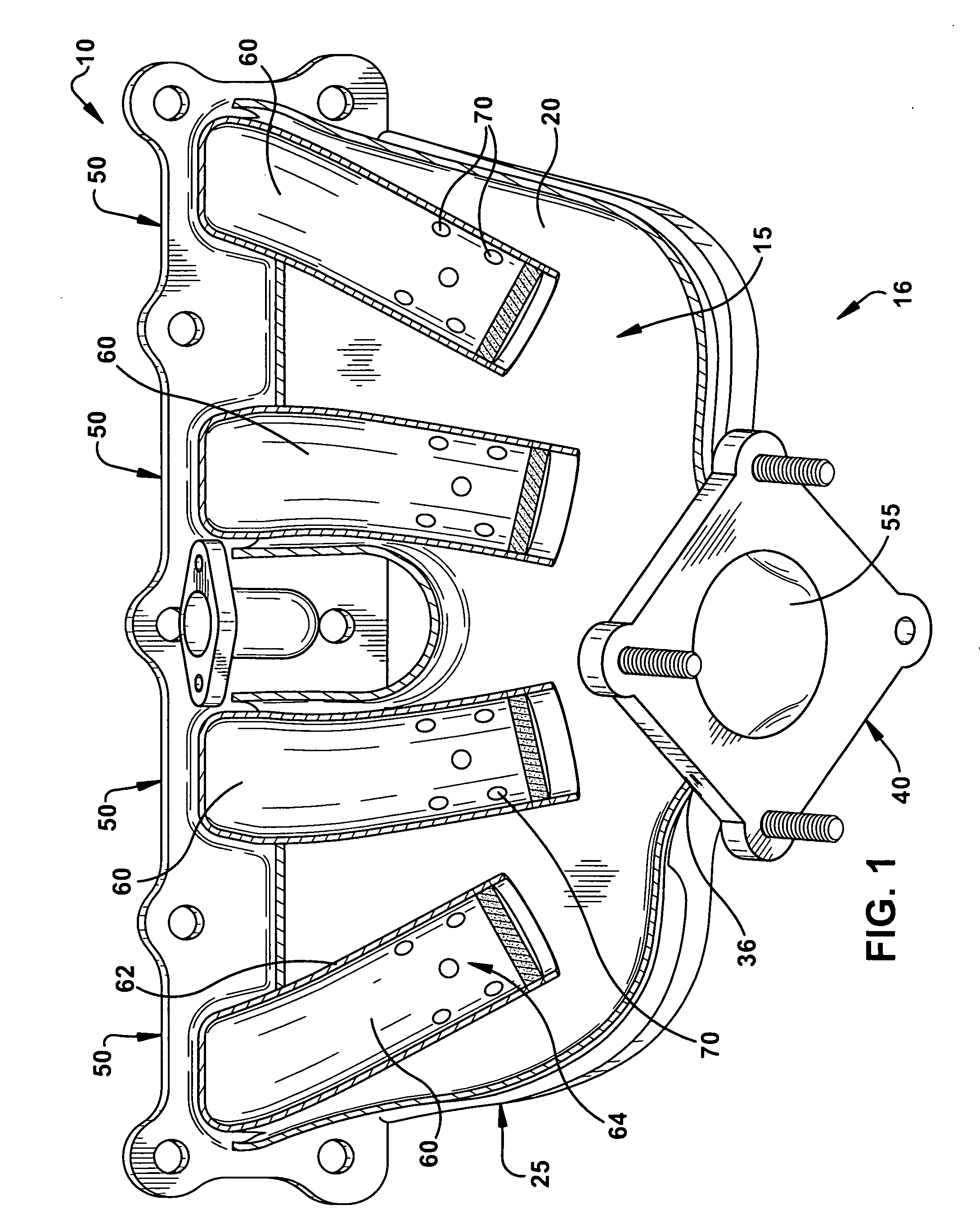 Exhaust manifold having improved NVH characteristics