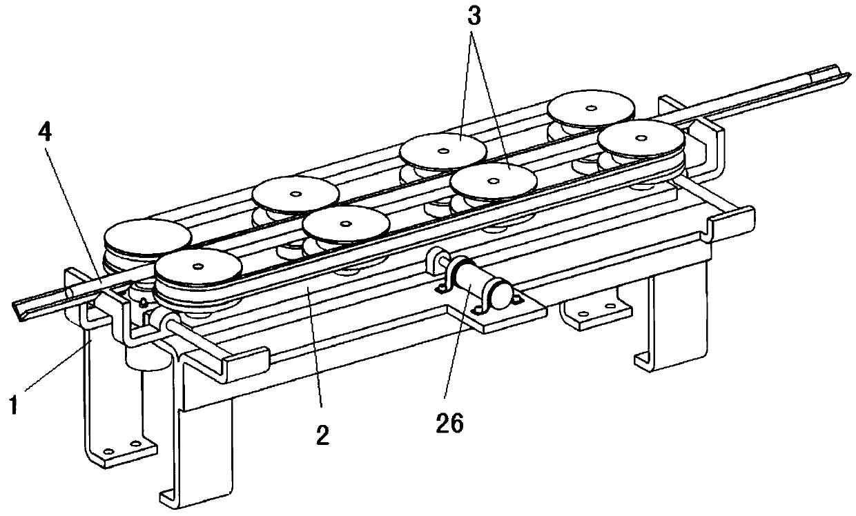 A rubber hose conveying and blanking device