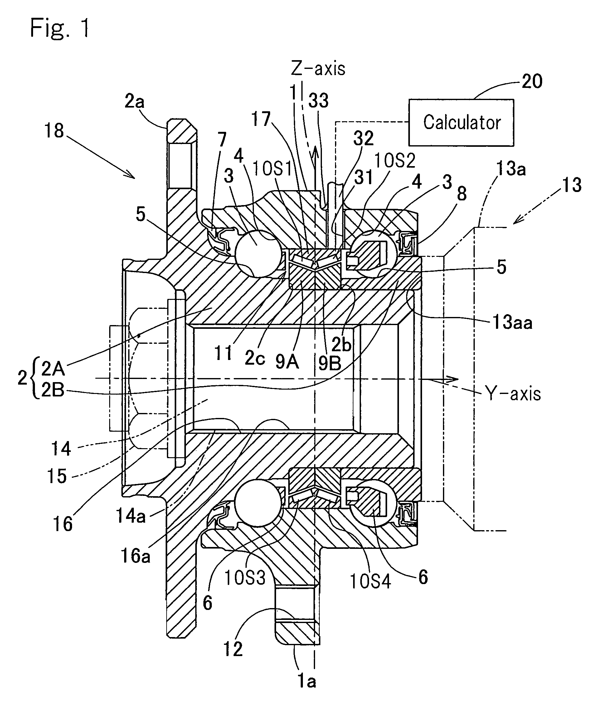 Sensor-incorporated wheel support bearing assembly