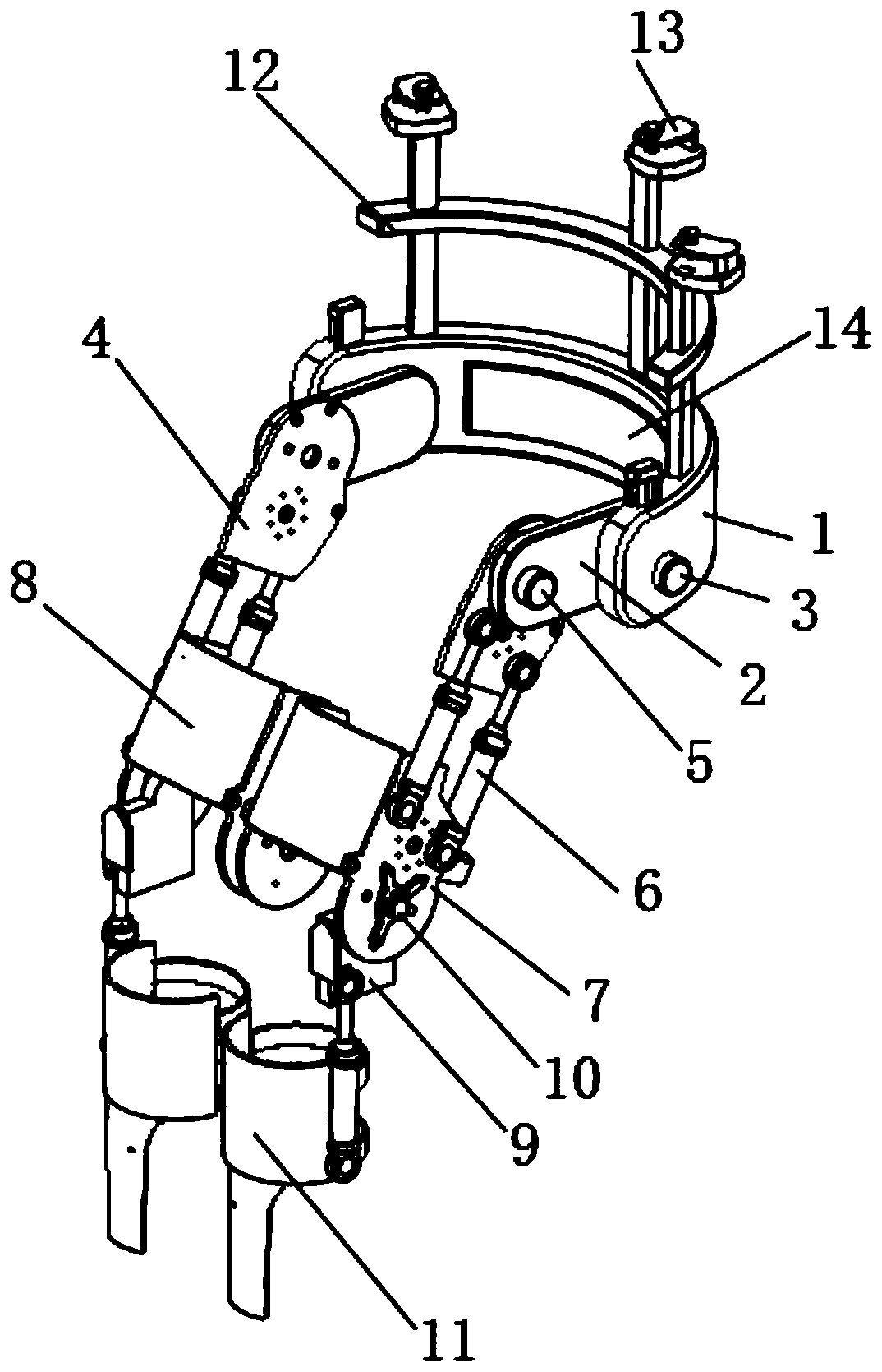 Exoskeleton auxiliary treatment rehabilitation device