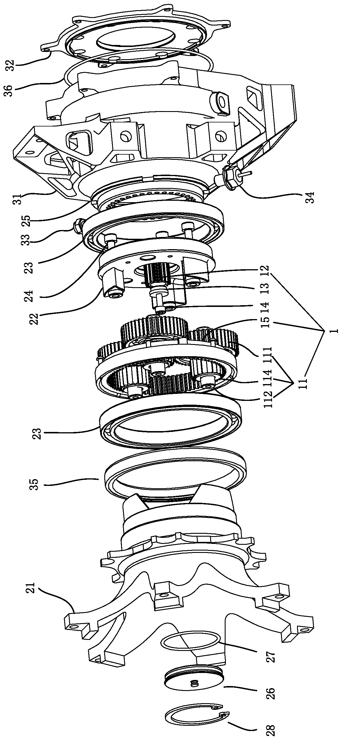 Wheel edge planetary gear speed reducer for electric formula racing car