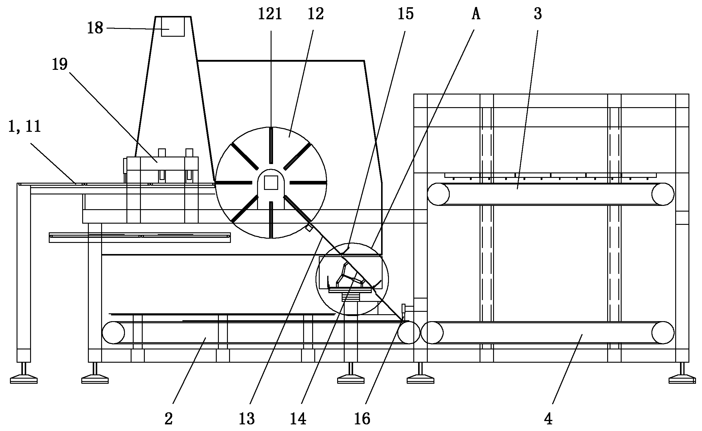 Rotation cage type automatic laying machine of solar cell serial slices