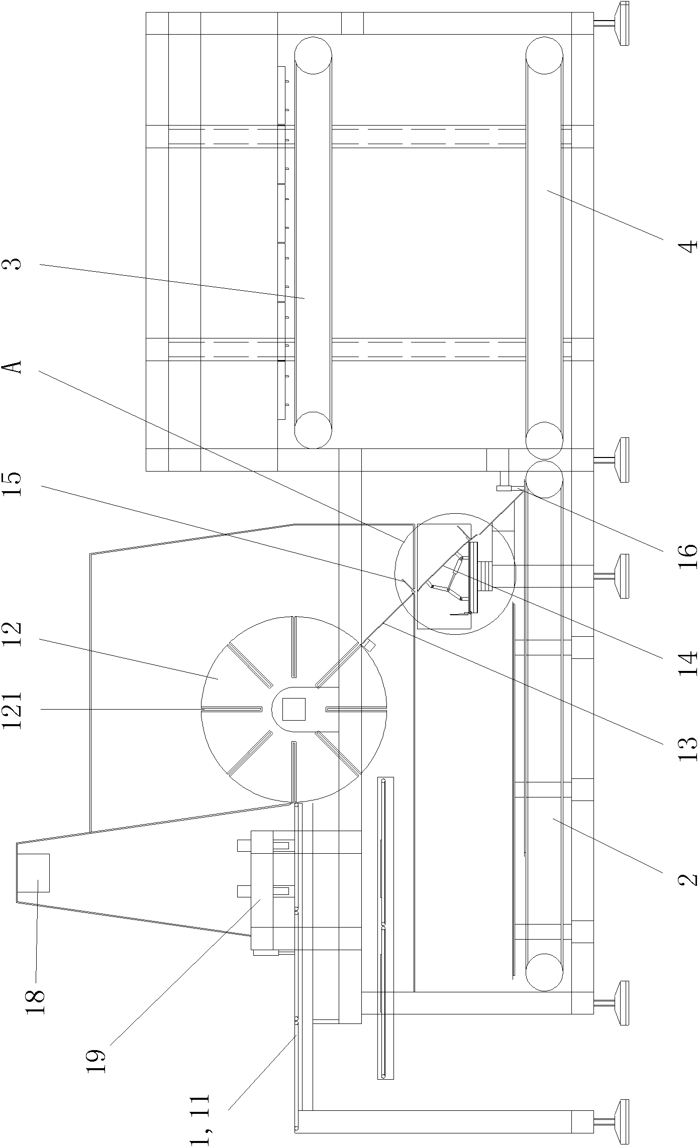 Rotation cage type automatic laying machine of solar cell serial slices