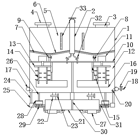 A sewage treatment dosing device