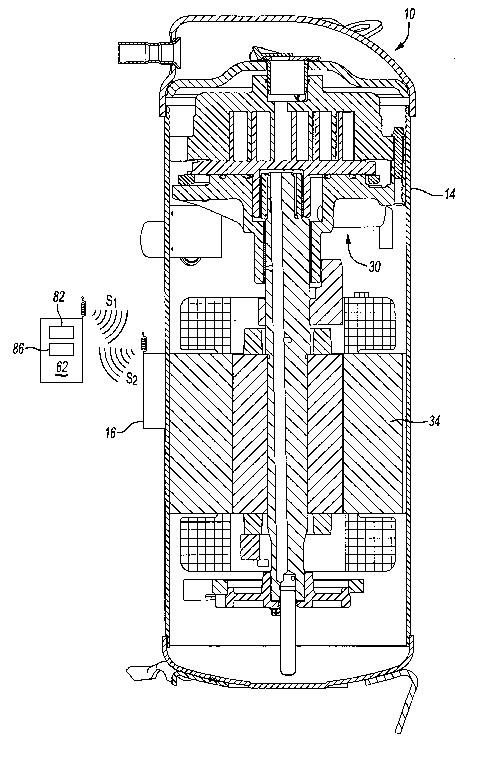 Permanent low cost radio frequency compressor identification