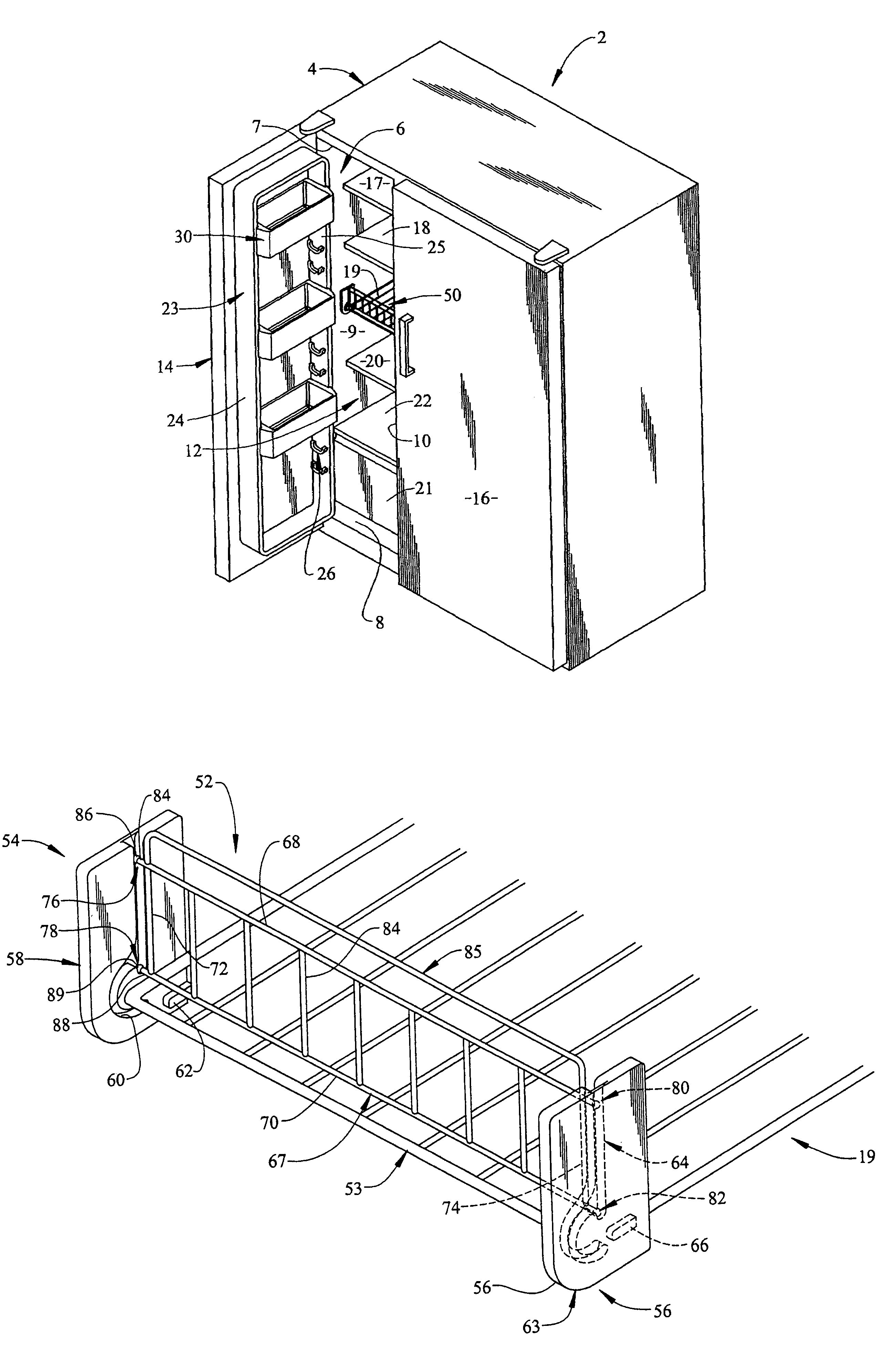 Article retainer assembly for refrigerators