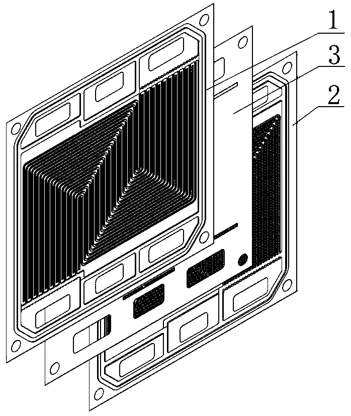 Metal bipolar plate flow field system of proton exchange film fuel cell