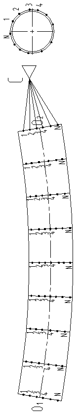 Measuring method for measuring manufacturing precision of curve pipe curtain