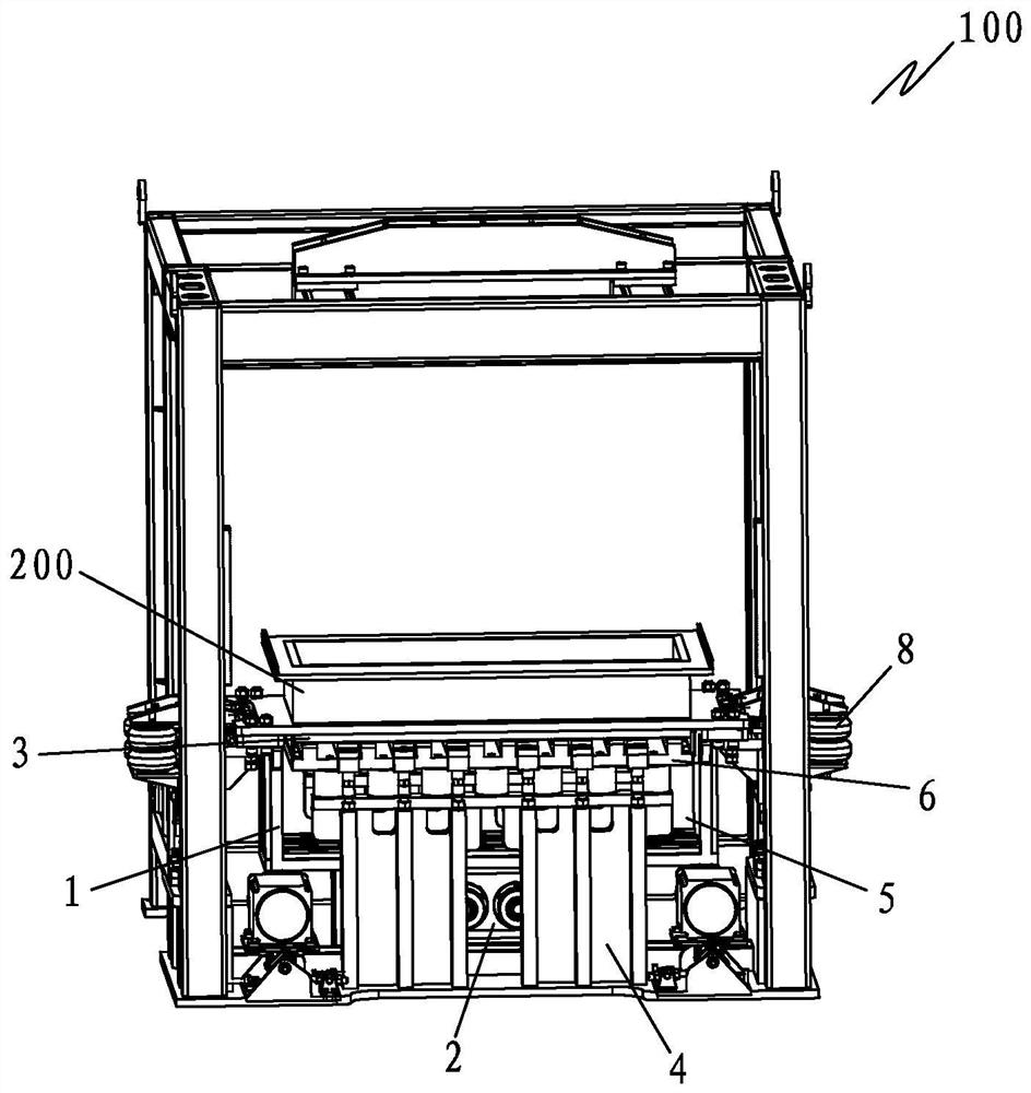 A vibration forming device and forming machine for forming low-noise concrete bricks