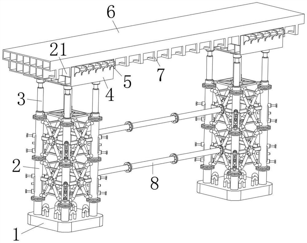 Stable supporting frame assembly for highway steel box girder construction and construction method thereof