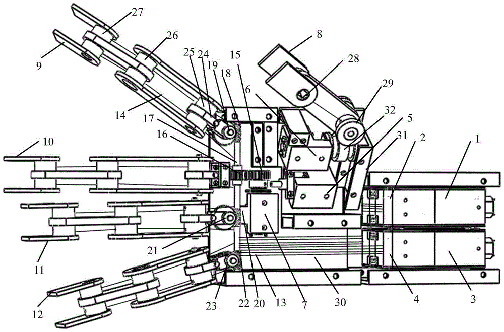 A five-fingered manipulator with 7 degrees of freedom