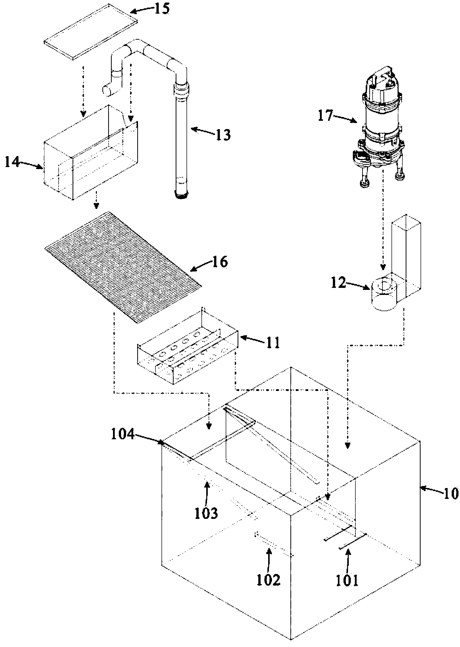 Filter water tank device