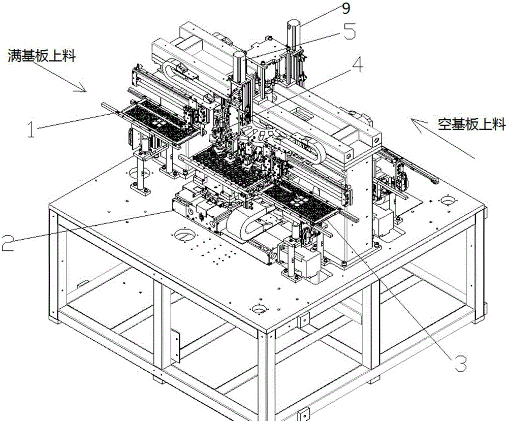 Automatic angle-switching taking and putting machine for chips