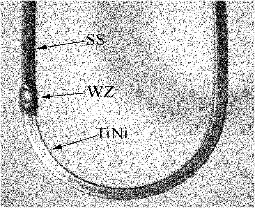 Method for connecting TiNi shape memory alloy and austenitic stainless steel heterogenetic material