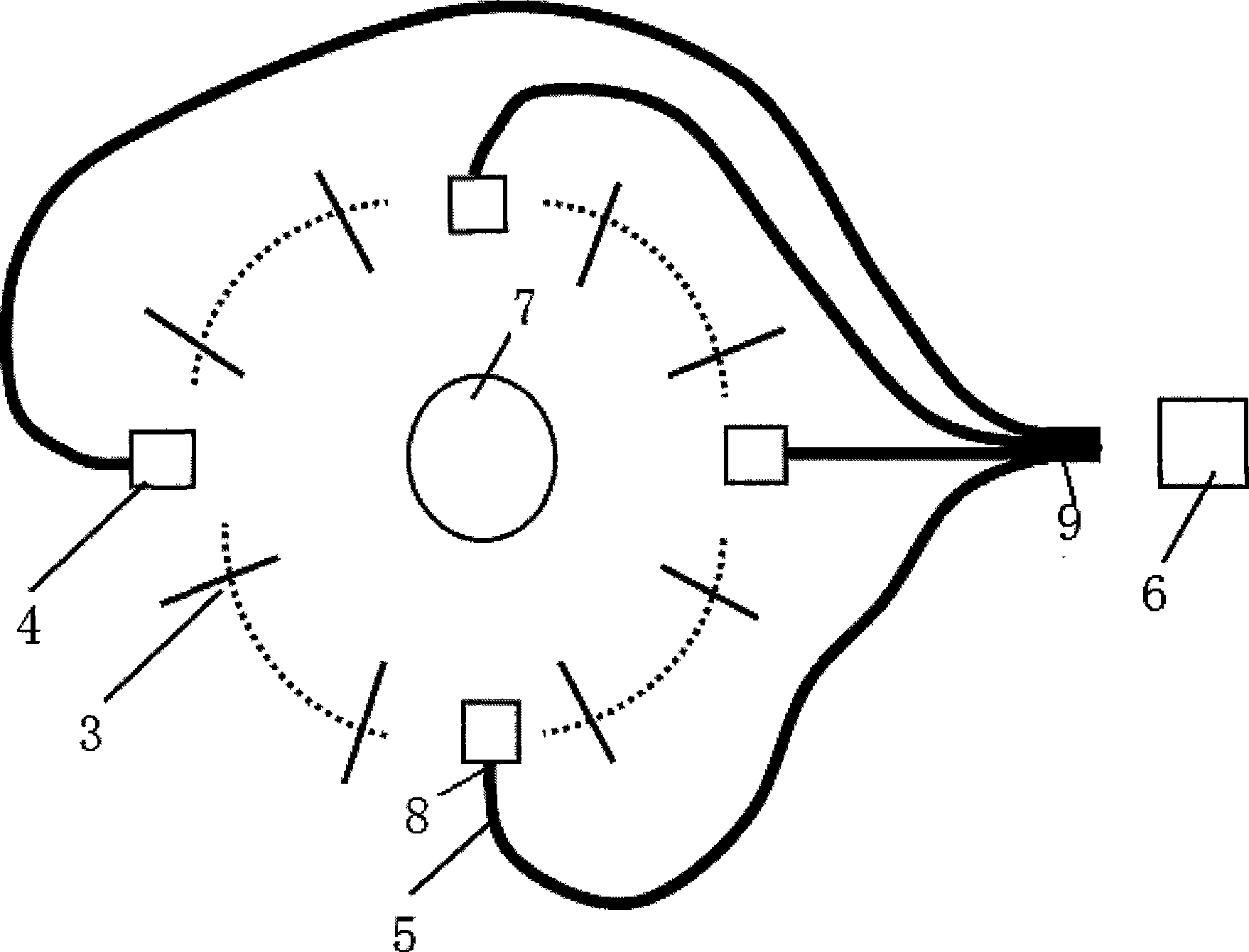 Non-contact stationary type fluorescent molecular tomography method and device