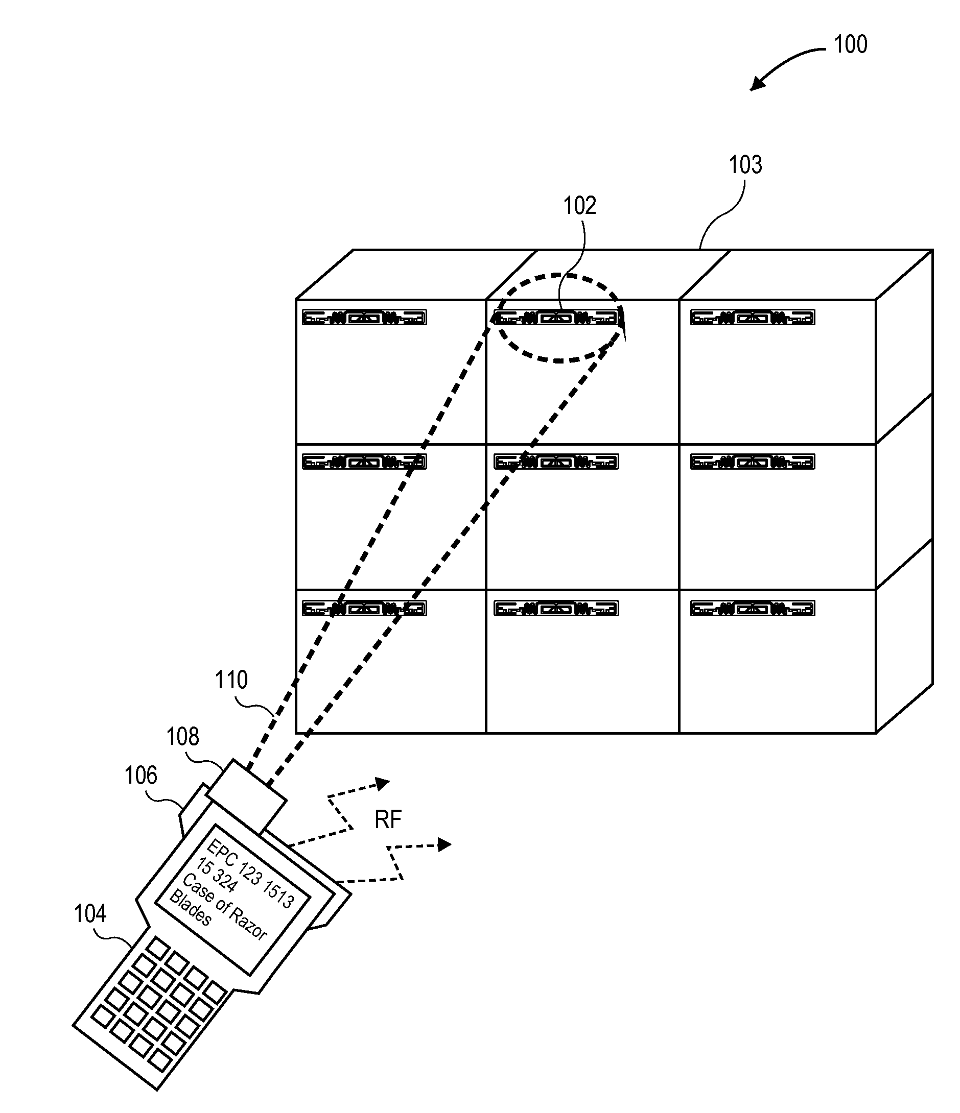 Subset selection of RFID tags using light