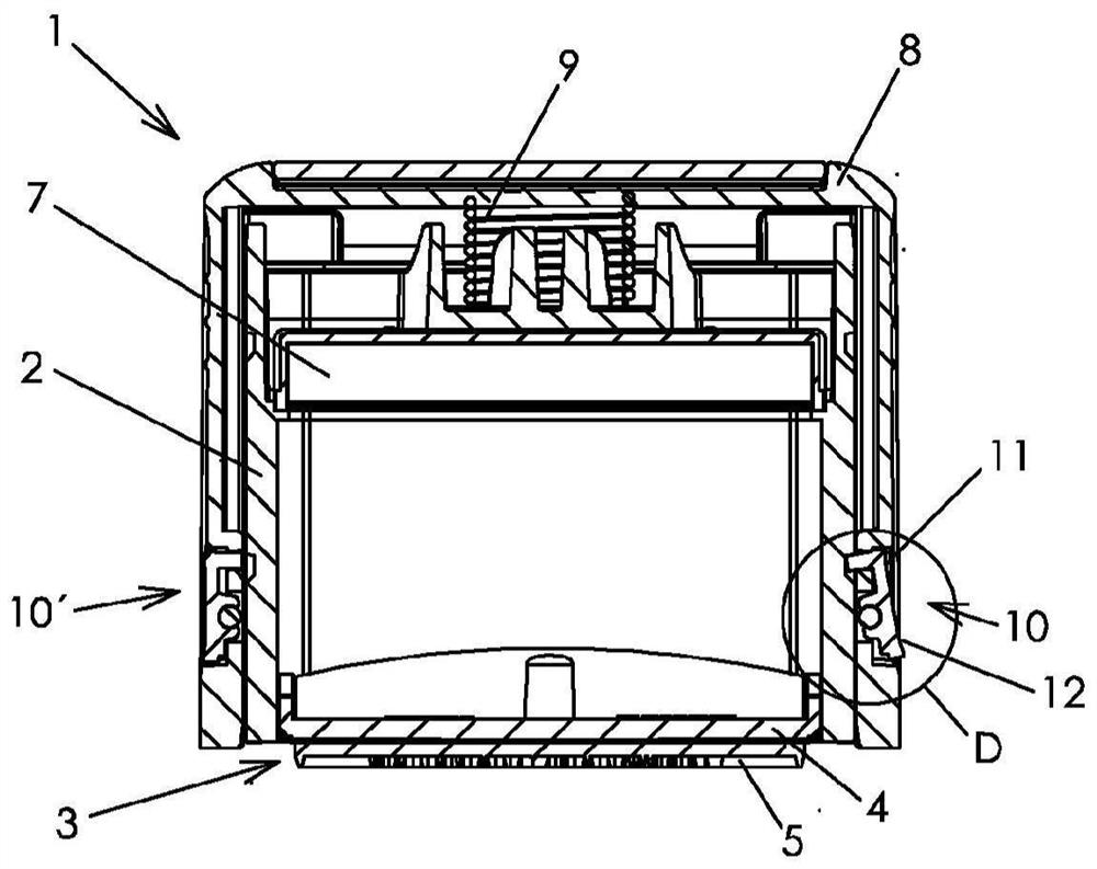 Hand-operated stamp having a tilting element