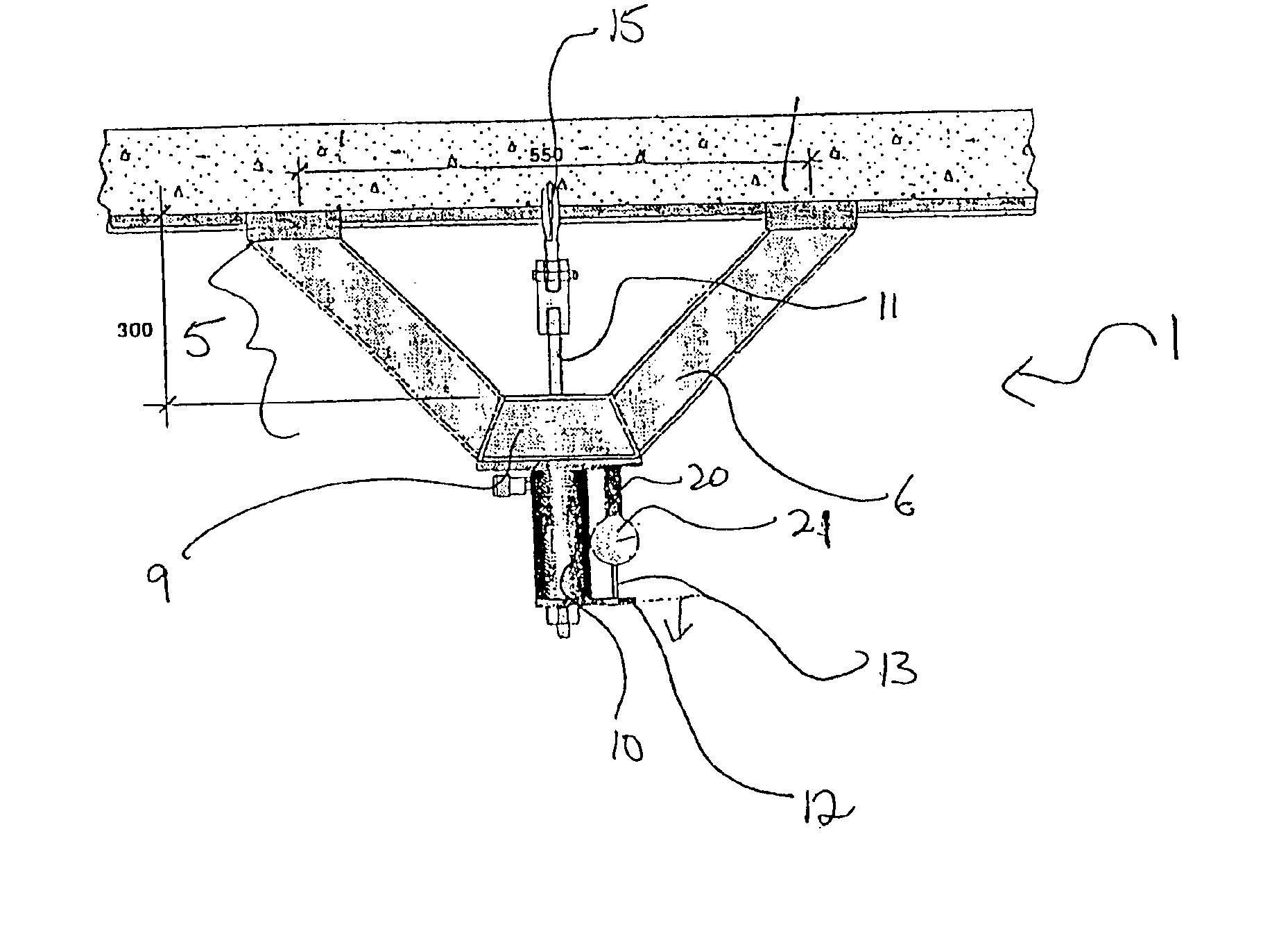 Device and method for testing the tension in stressed cables of concrete structure