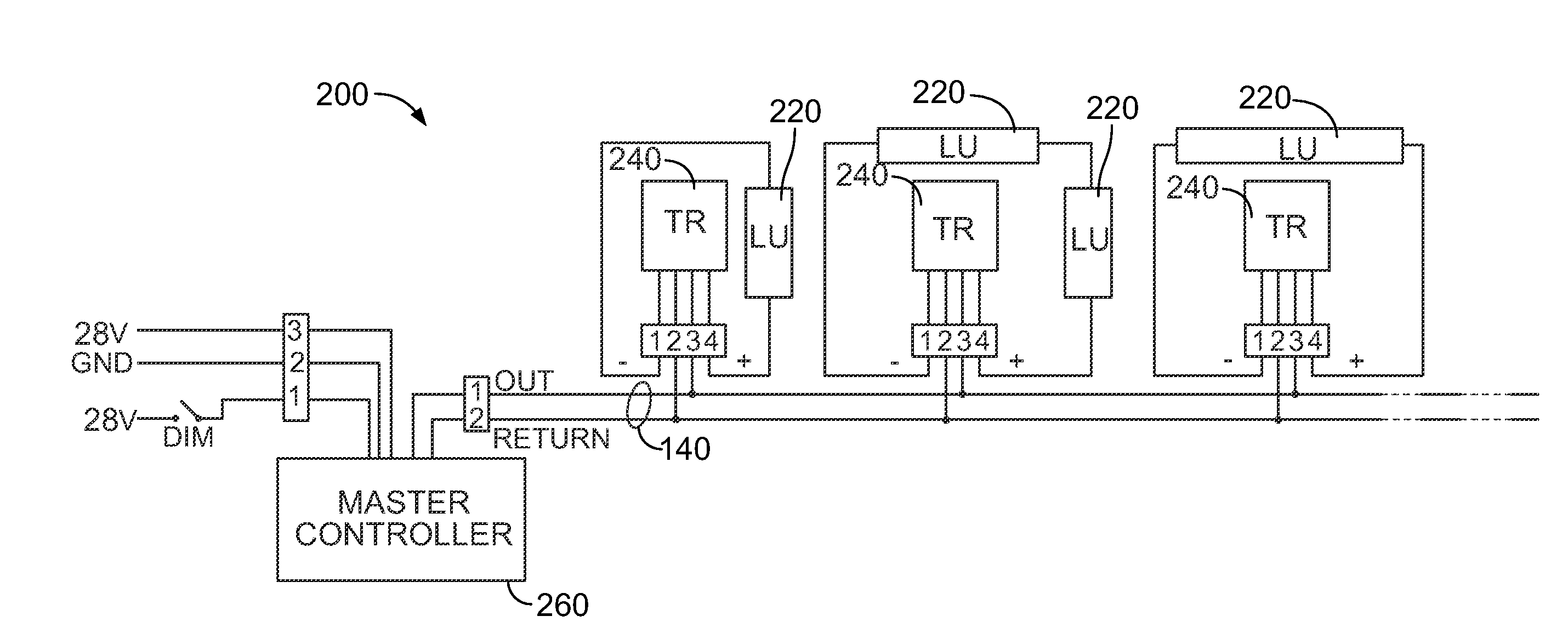 LED lighting system for retrofitting an aircraft cabin fluorescent lighting system