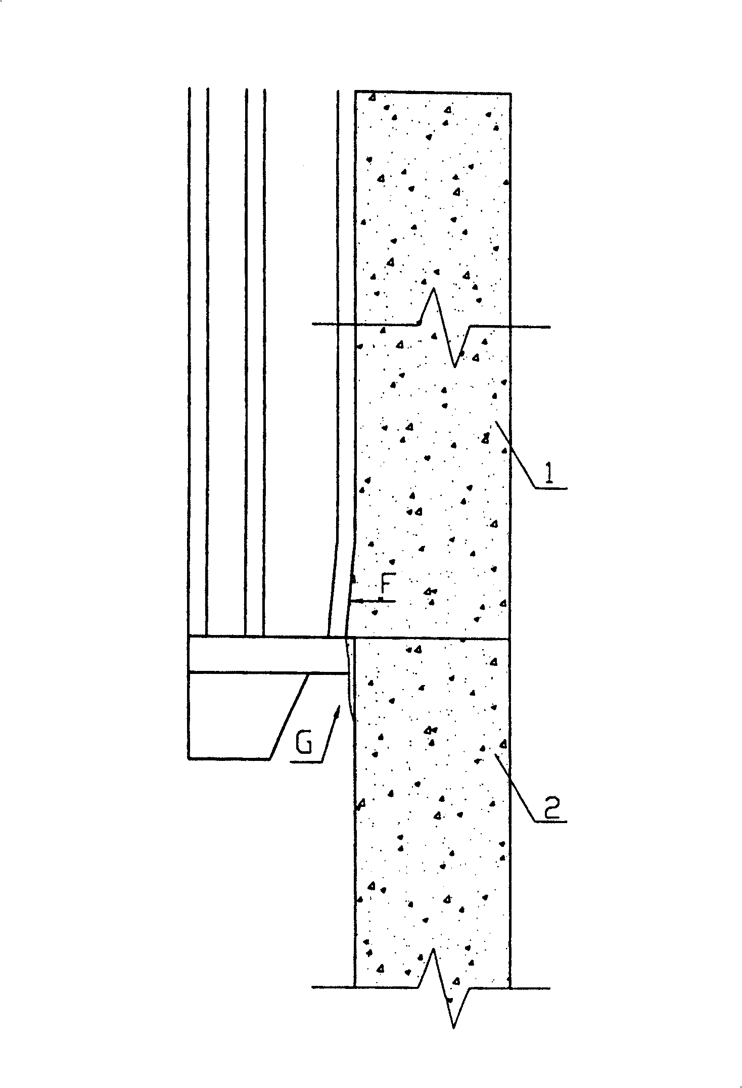 Method for jointing concrete between upper and lower layers of wall body in concrete