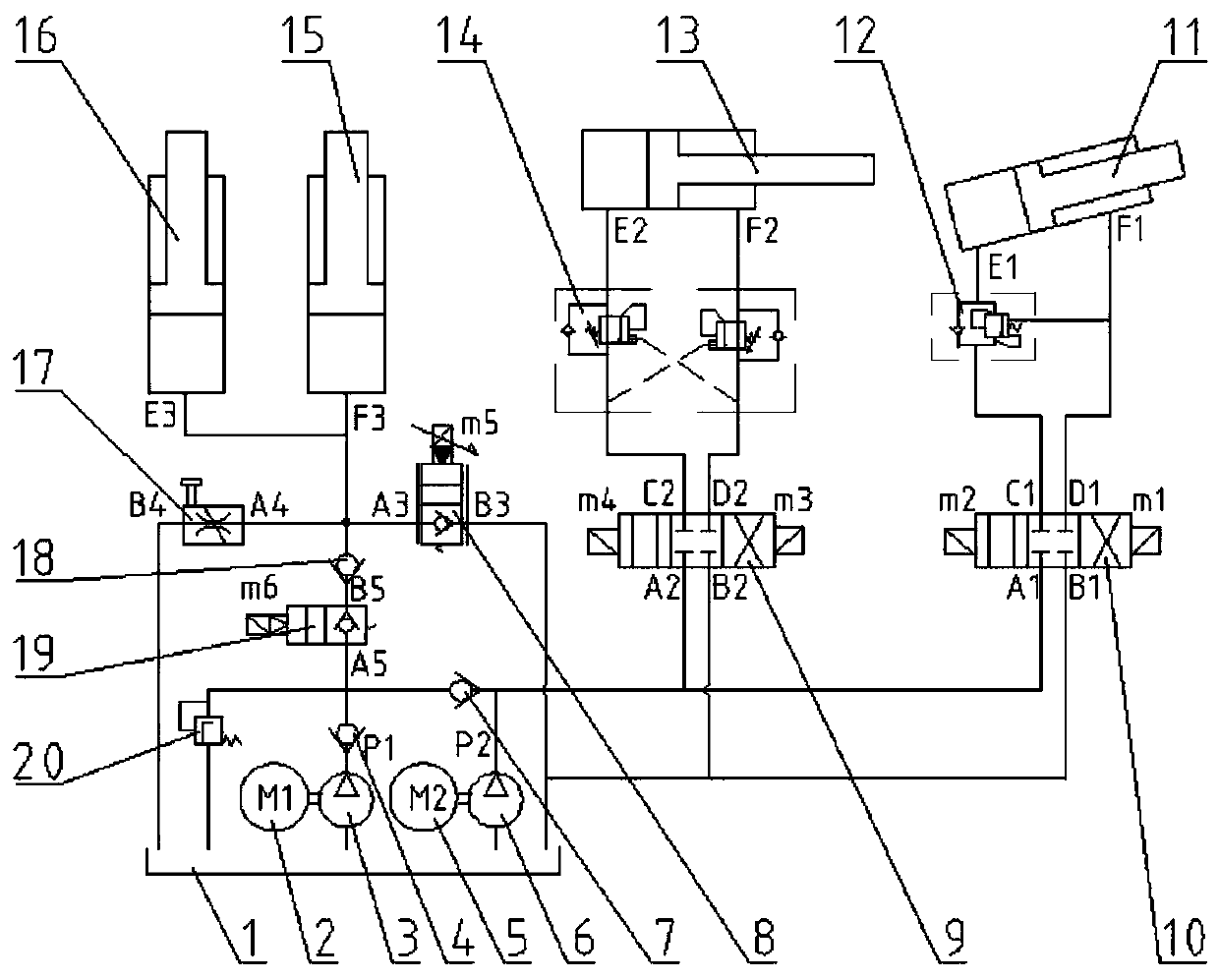 Reach forklift hydraulic system and control method