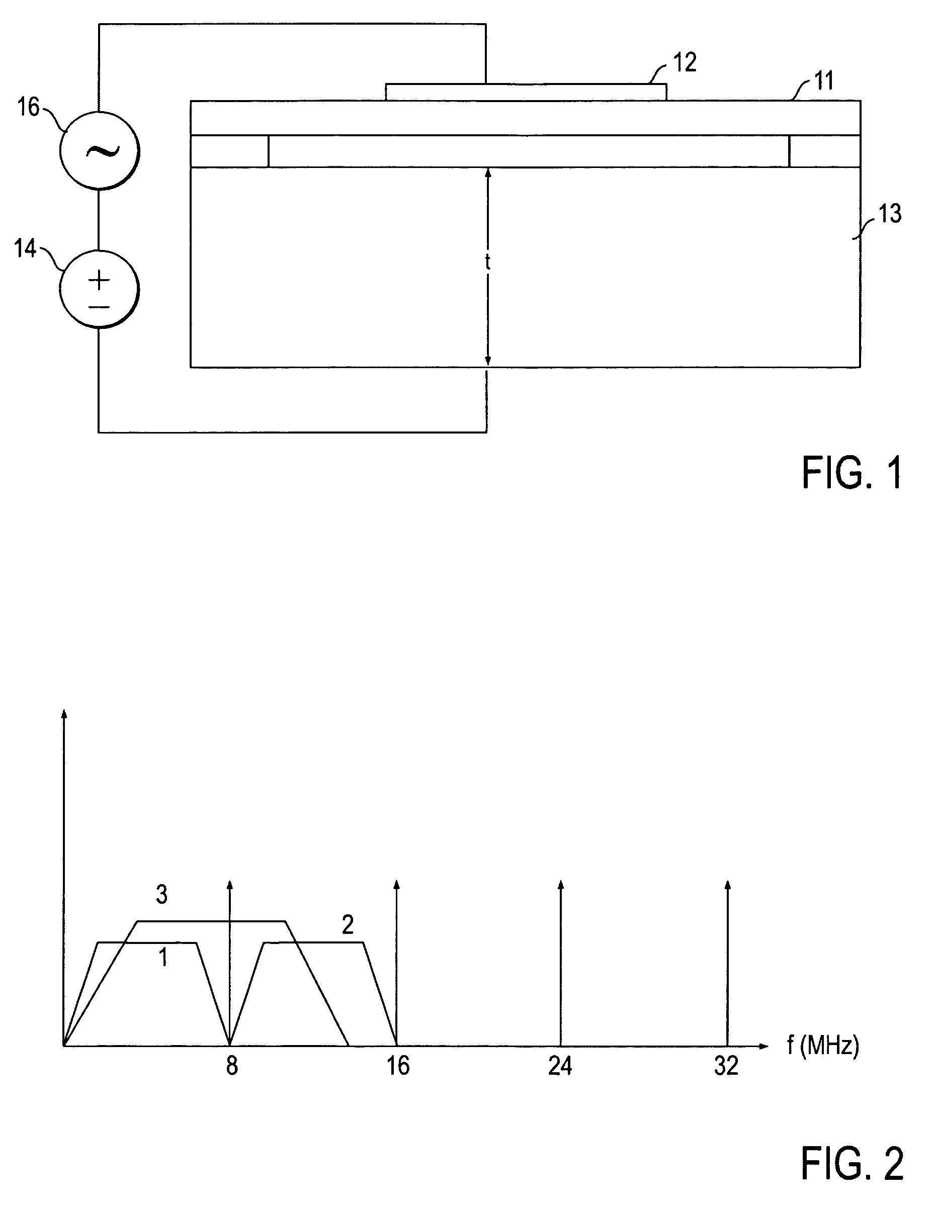 Capacitive membrane ultrasonic transducers with reduced bulk wave generation and method