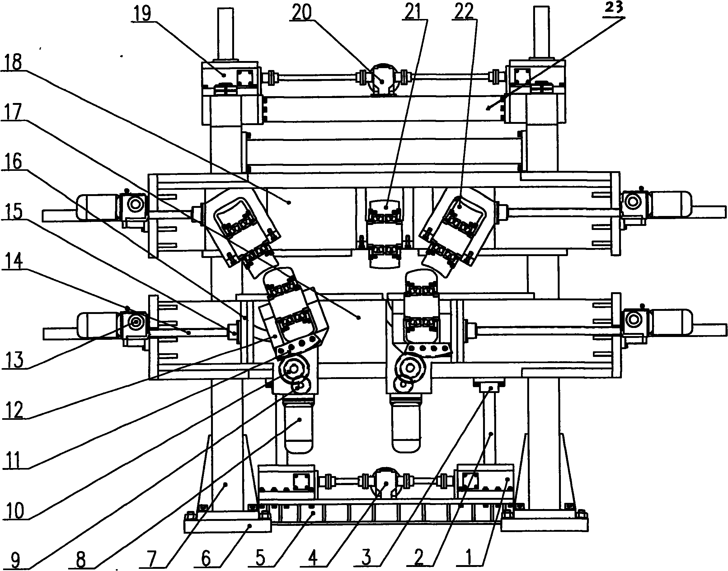 Machine set for producing medium-caliber straight-seam double-sided submerged-arc welding steel pipe and forming method of steel pipe