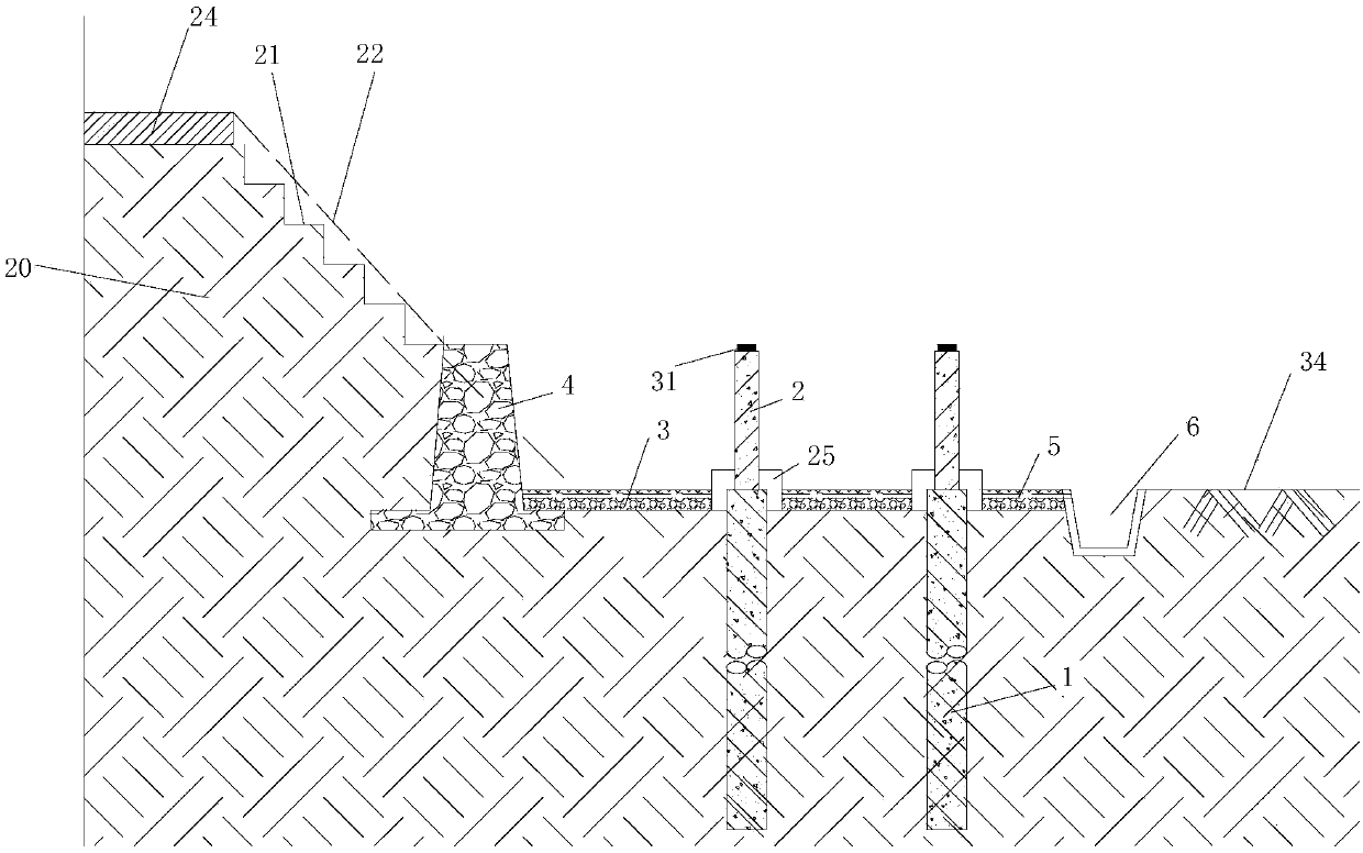 Width and heightening structure and construction method of subgrade in existing retaining wall section