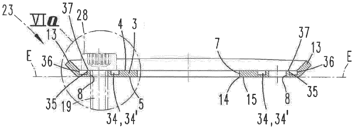 Combination comprising a housing and a flange, and assembly