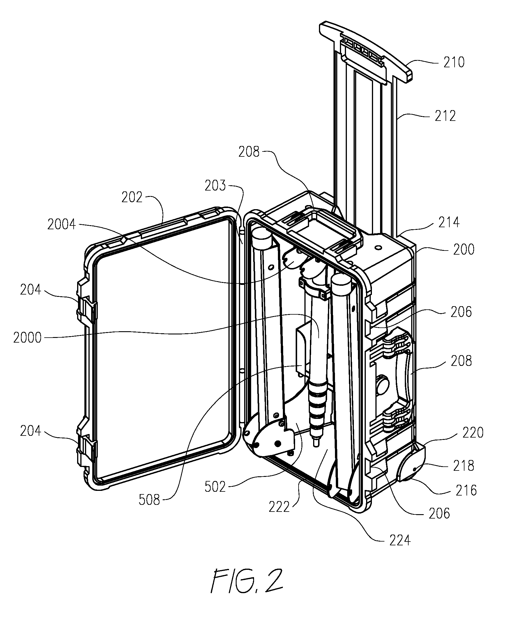 Collapsible portable stand with telescoping support and integral storage case