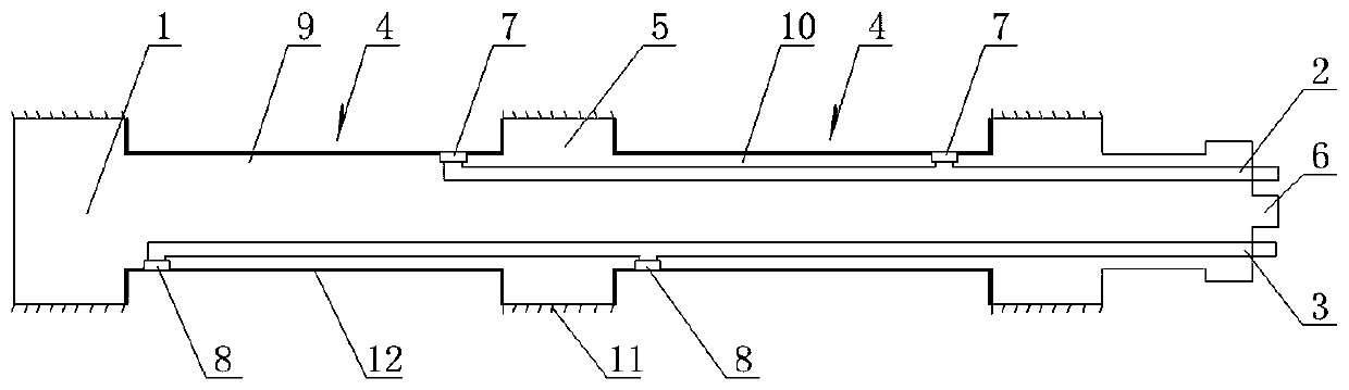 Multi-stage segmented grouting and plugging device for gas extracting and drilling, and sealing method thereof