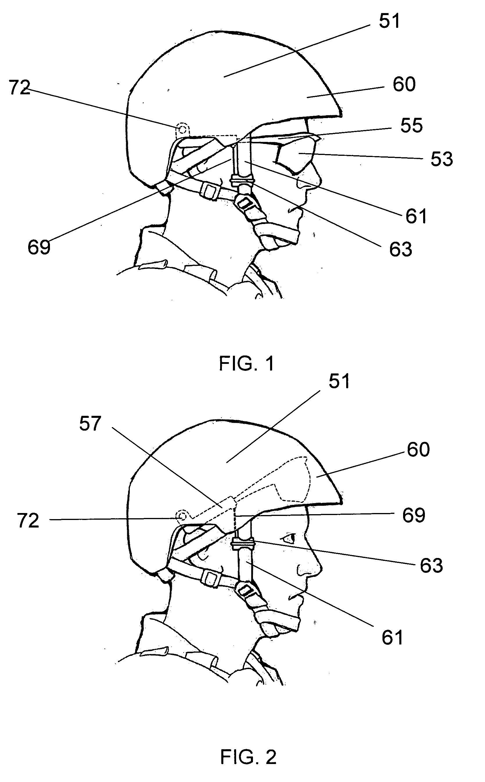 Drop-down eye protection for safety helmets