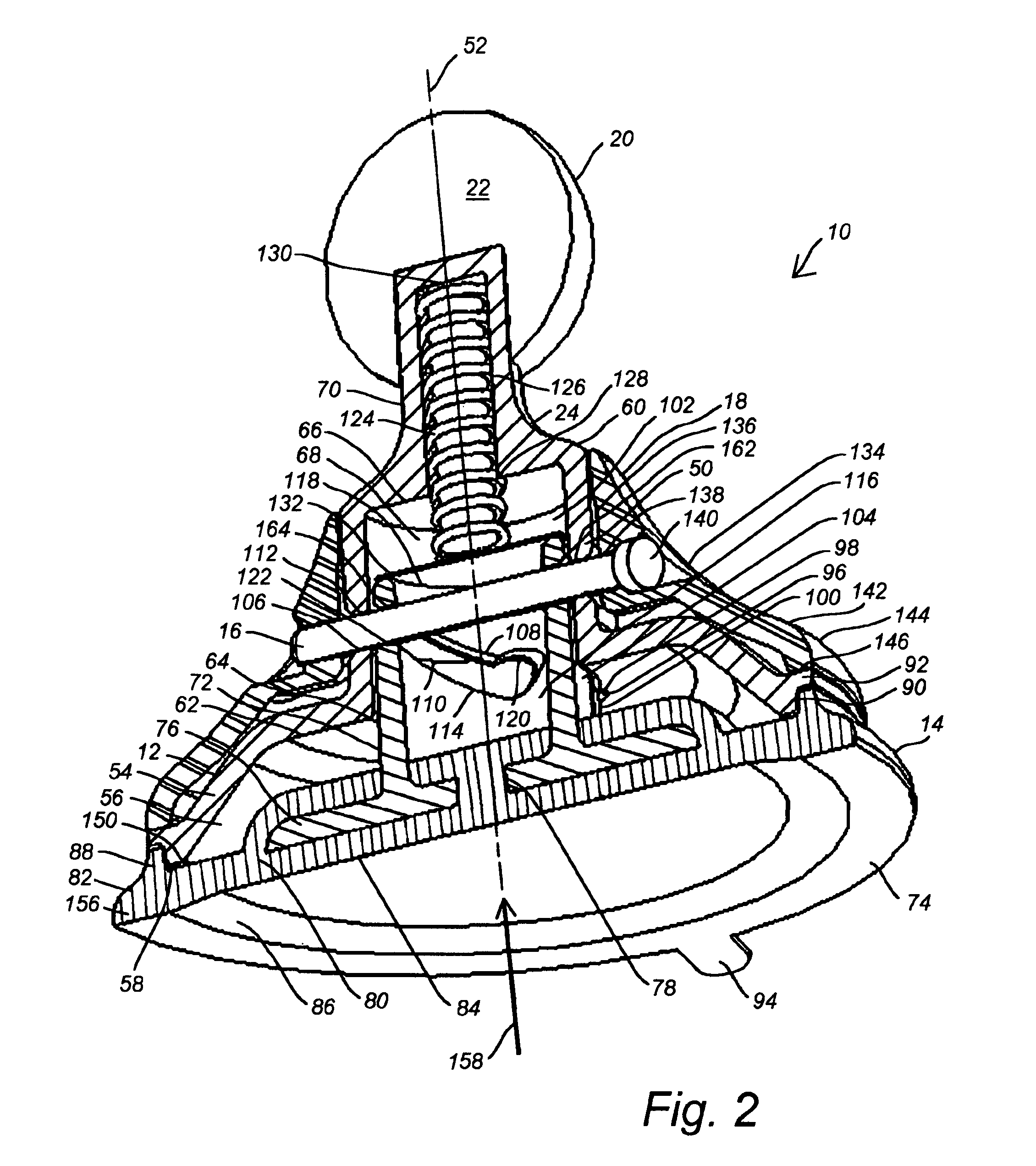 Suction cup having compact axial installation and release mechanism