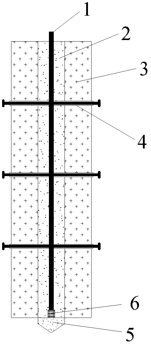 Cement mixing pile with stiffness core capable of draining and pre-pressing firstly and then grouting as well as construction method thereof