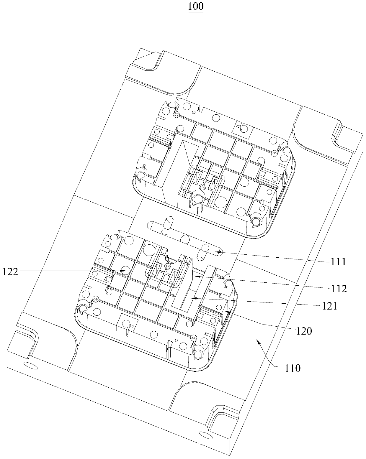 Socket shell injection molding mold uniform in glue injection