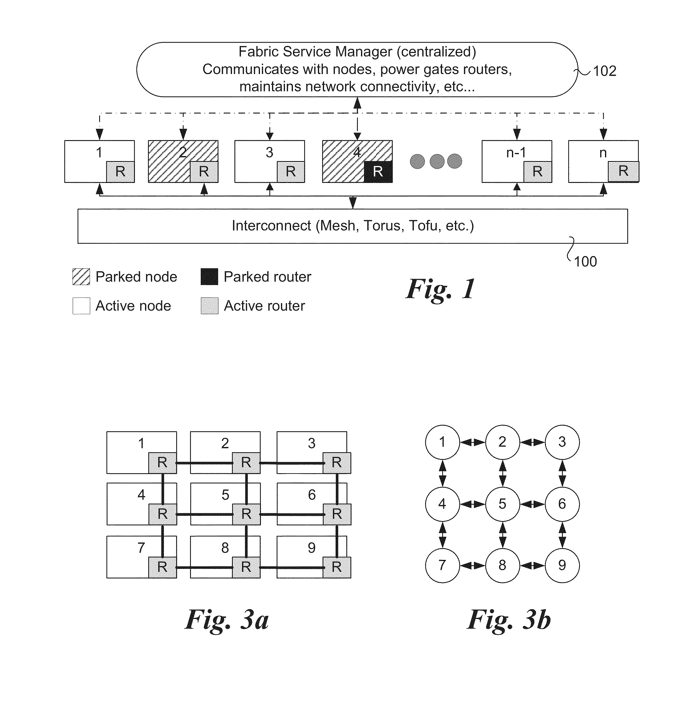 Router parking in power-efficient interconnect architectures