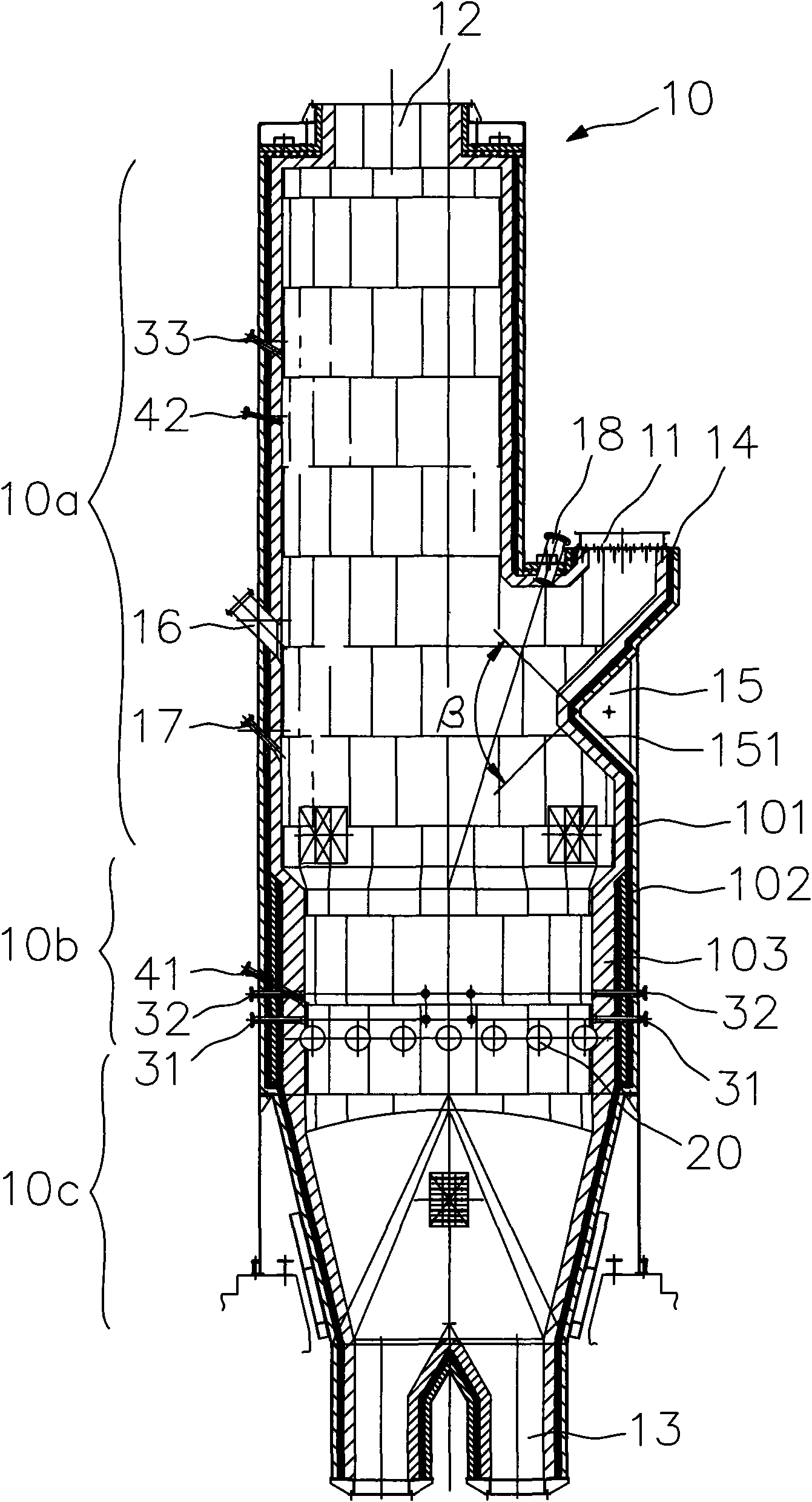 Garbage gasification furnace with detection device