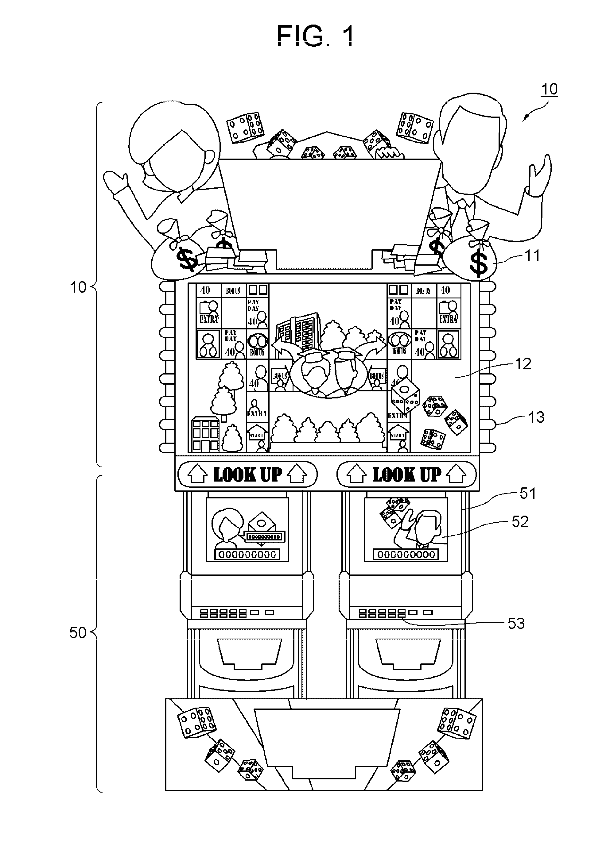 Gaming machine in which a bet is made on a character movement at each unit game