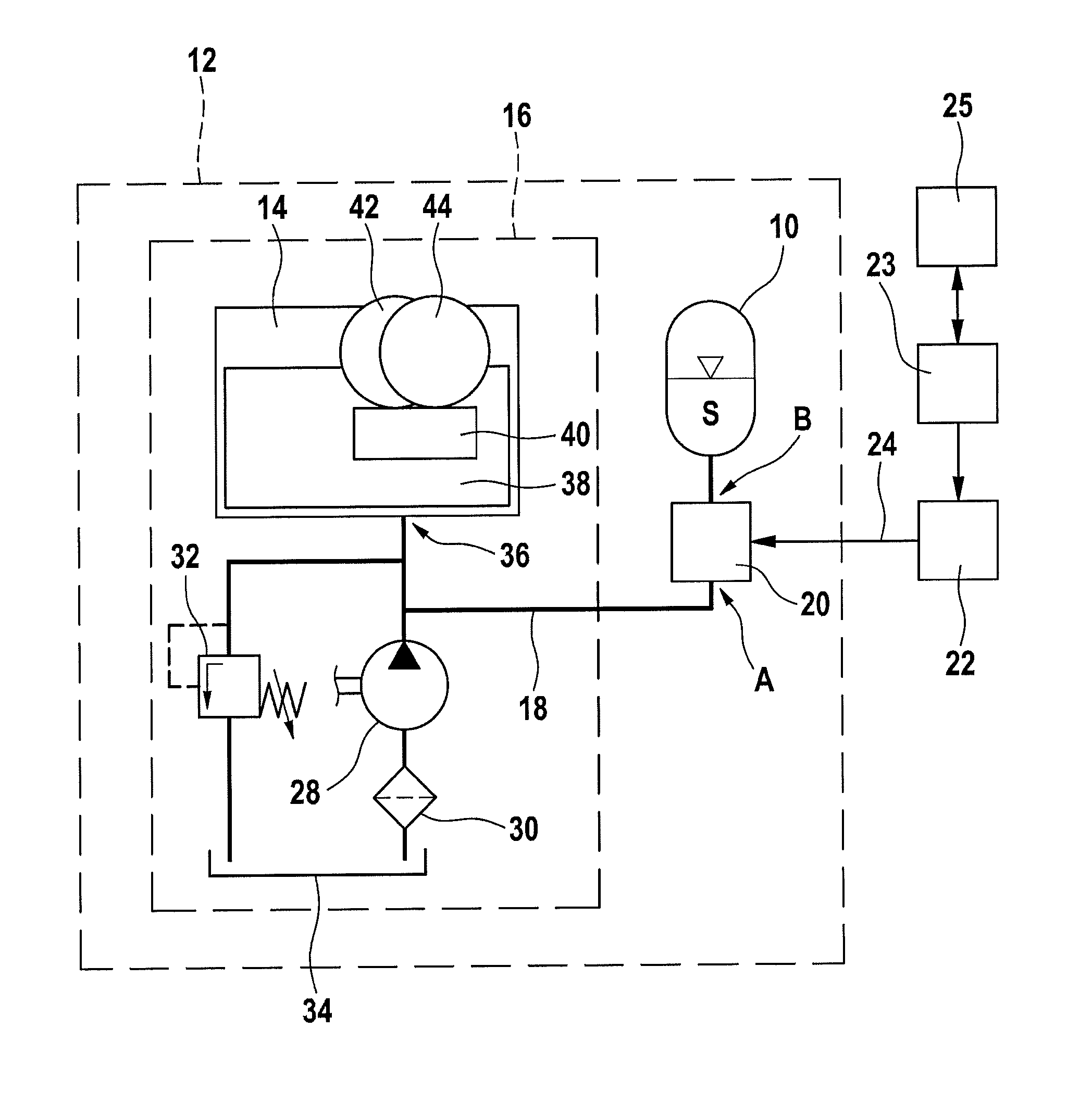 Device for controlling a hydraulic accumulator of a hydraulic system