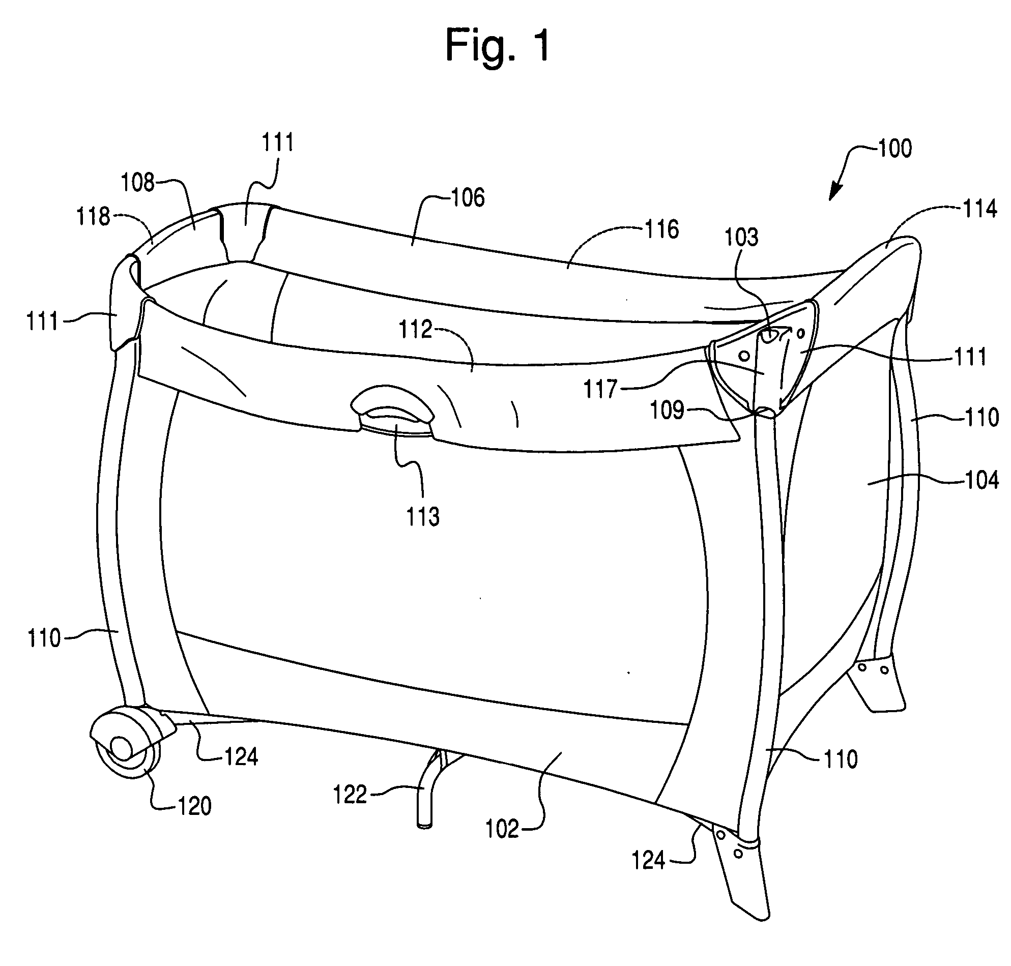 Changing table for a playard