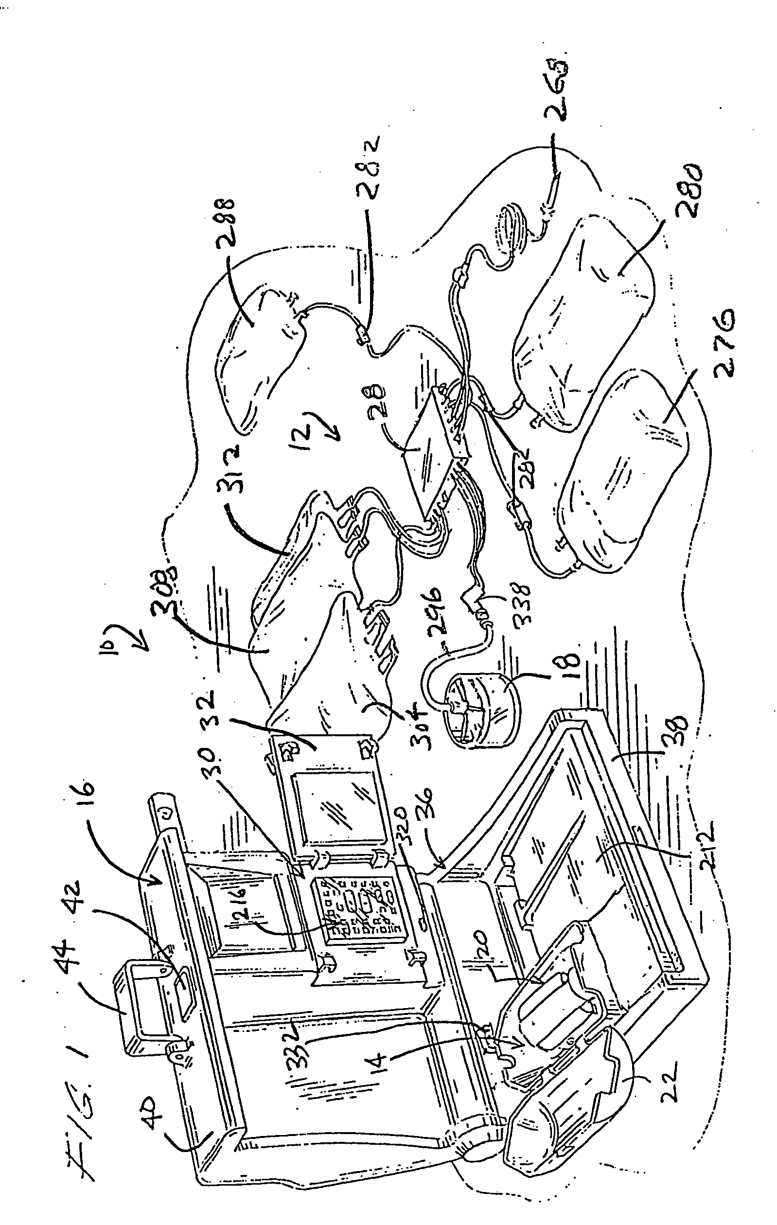 Programmable, fluid pressure actuated blood processing systems and methods