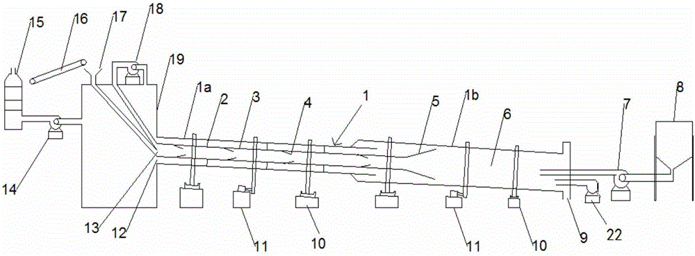 Double-barrel rotary kiln for flue gas backflow