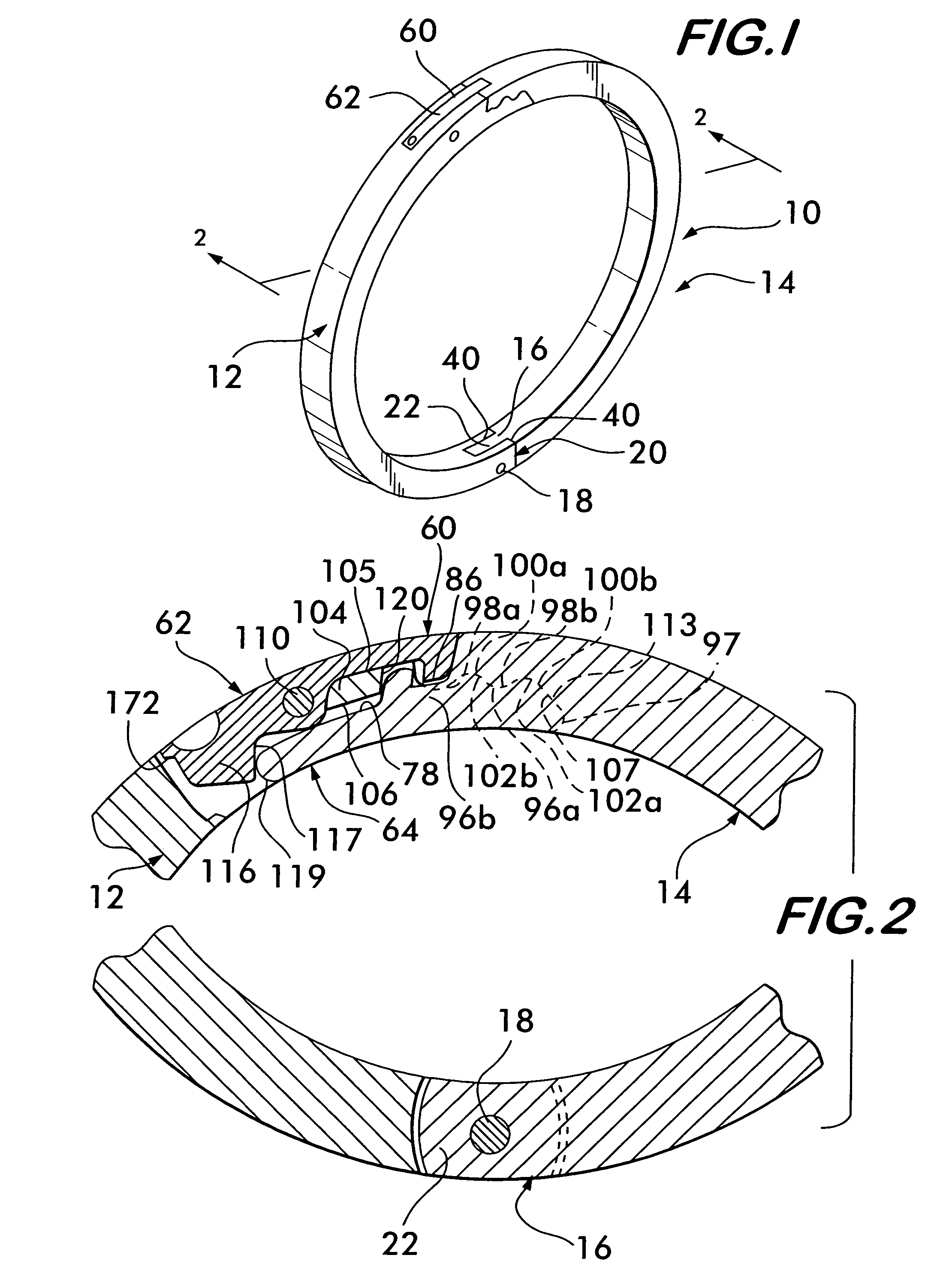 Openable ring with cooperating locking means