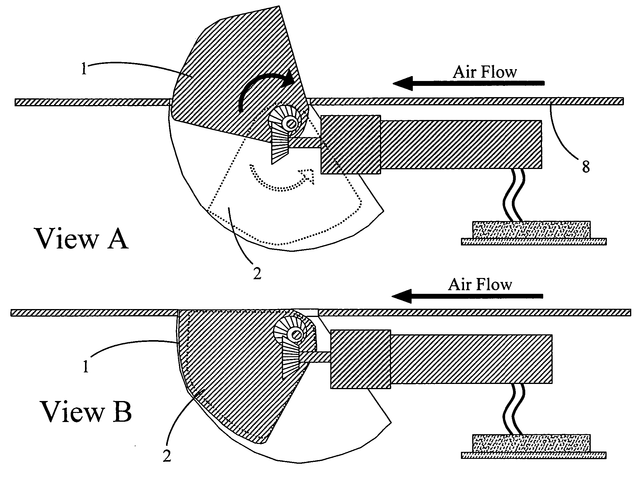 Dragless flight control system for flying objects