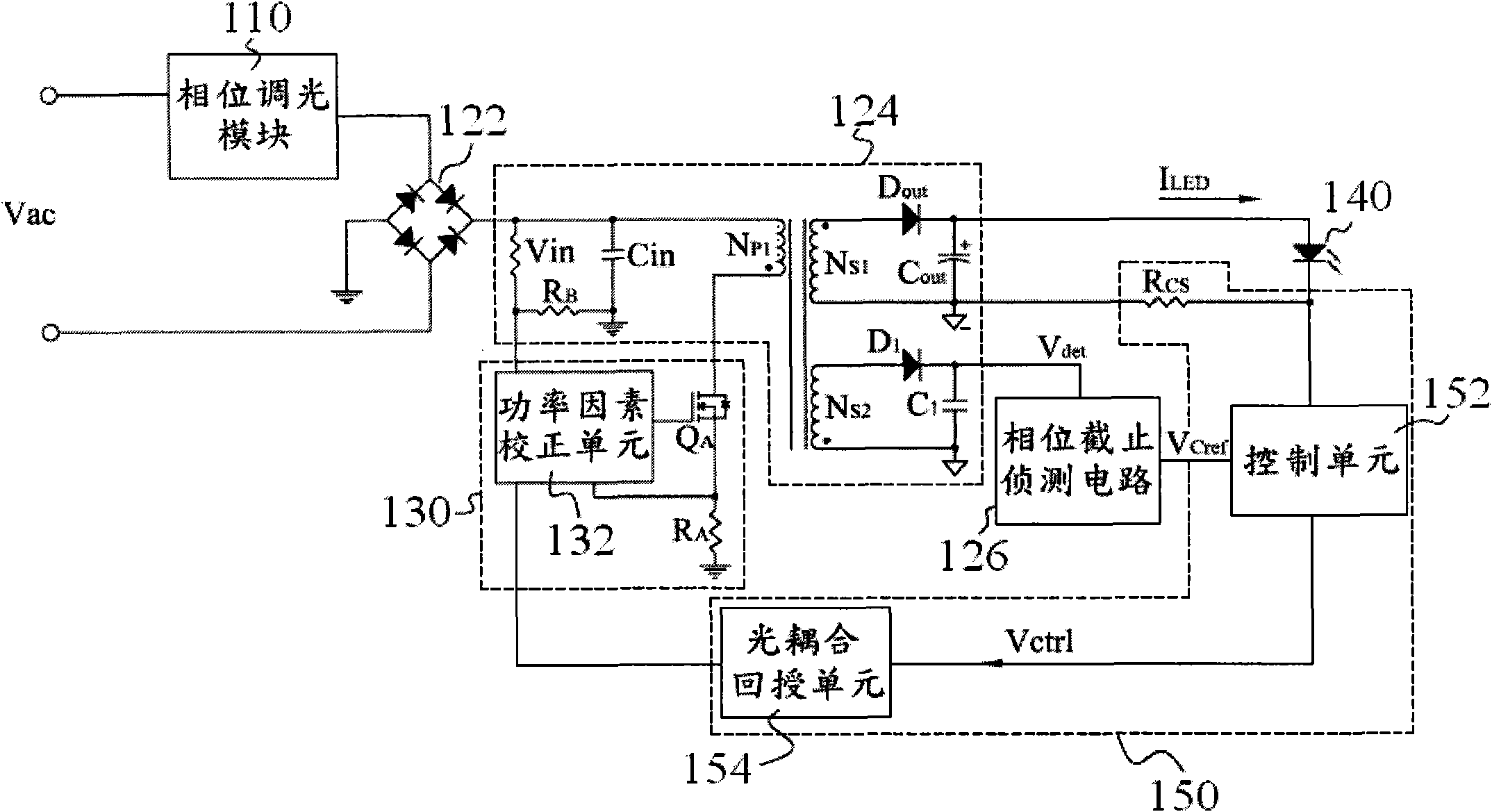 Dimmable light-emitting diode device used for reducing output ripple current and driving circuit thereof