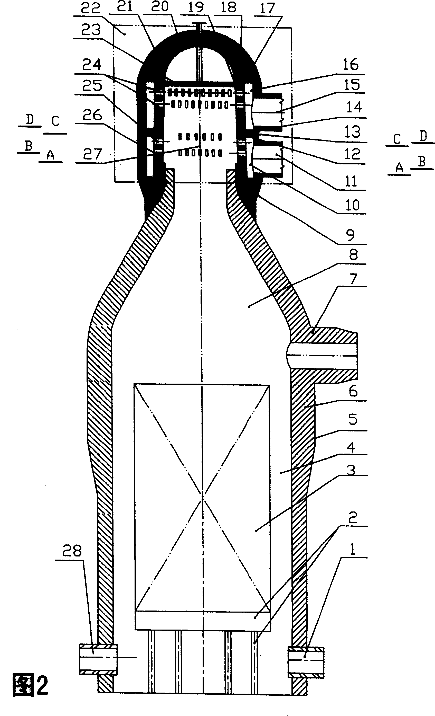 Top burning type hot blast stove with thermal insulation layer in precombustion chamber